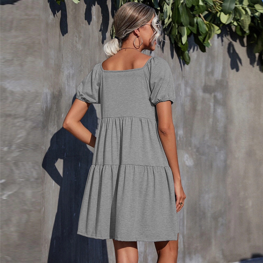 Knitted Square Neck Dress Simple Style Solid Color Elegant Fit Perfect for Casual or Formal Occasions Wholesale