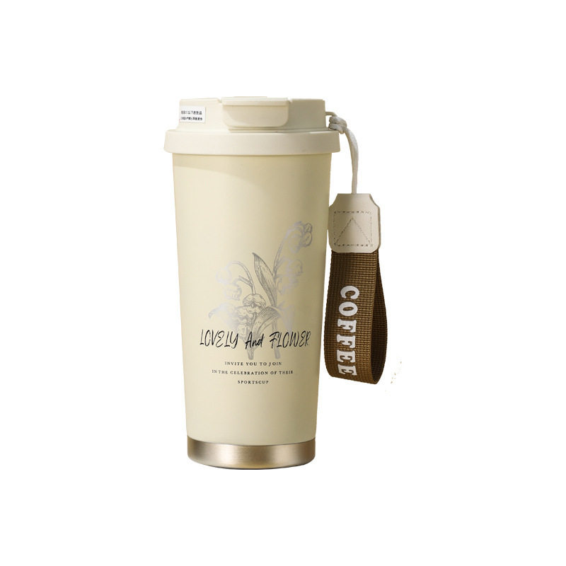 颜值兰玲花咖啡杯新款双饮316不锈钢保温杯便携户外水杯定制广告,淘宝优惠券,粉丝福利购,淘宝优惠卷