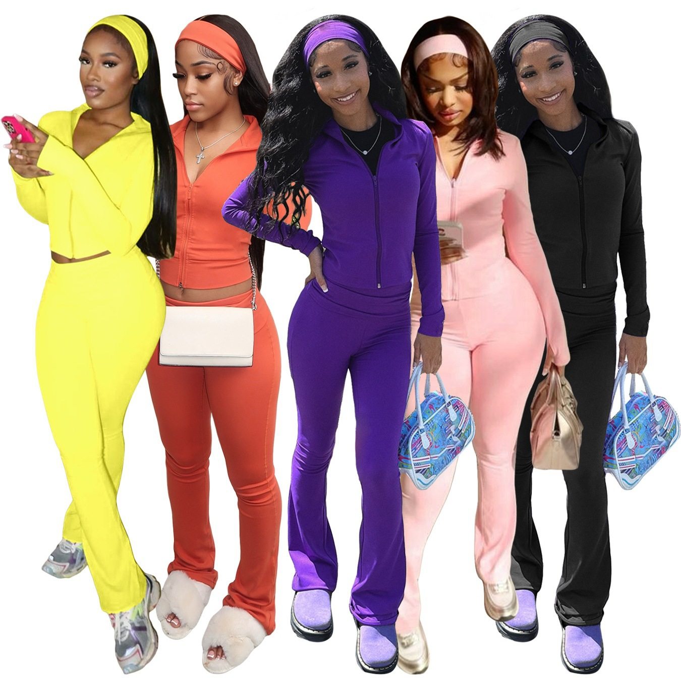 HR25053 ยุโรปและอเมริกาแฟชั่นผู้หญิงซิปเสื้อสเวตเตอร์ถักเอว...