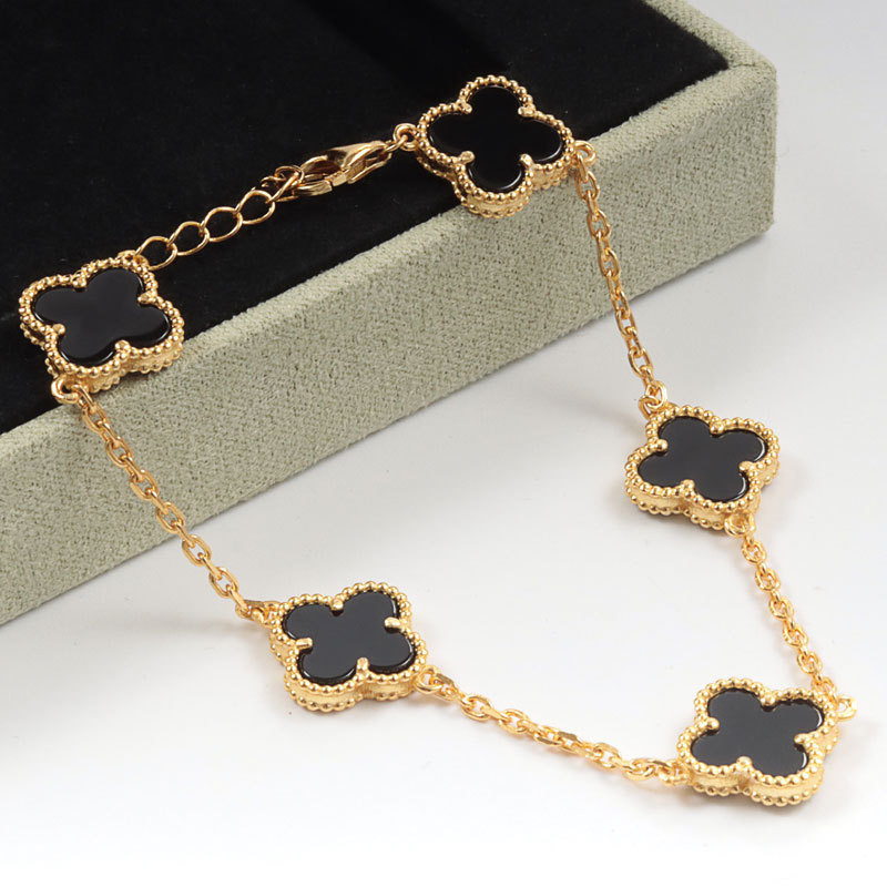 Four-leaf lucky five-flower bracelet for men and women 18k agate mother-of-pearl precision-made pair