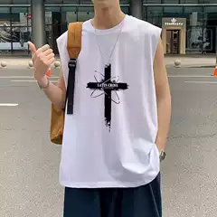 Summer Men's Waistcoat Loose Sleeveless T-shirt Fashionable Personalized Ins Trendy Brand Casual Vest Summer Vest Clothes