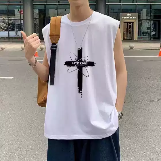 Summer Men's Waistcoat Loose Sleeveless T-shirt Fashionable Personalized Ins Trendy Brand Casual Vest Summer Vest Clothes