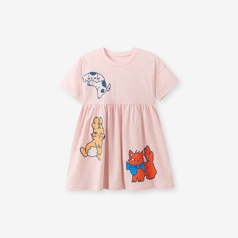 New Summer Girls' Short-Sleeve Dress, Cartoon Kids' Dress, Baby Dress