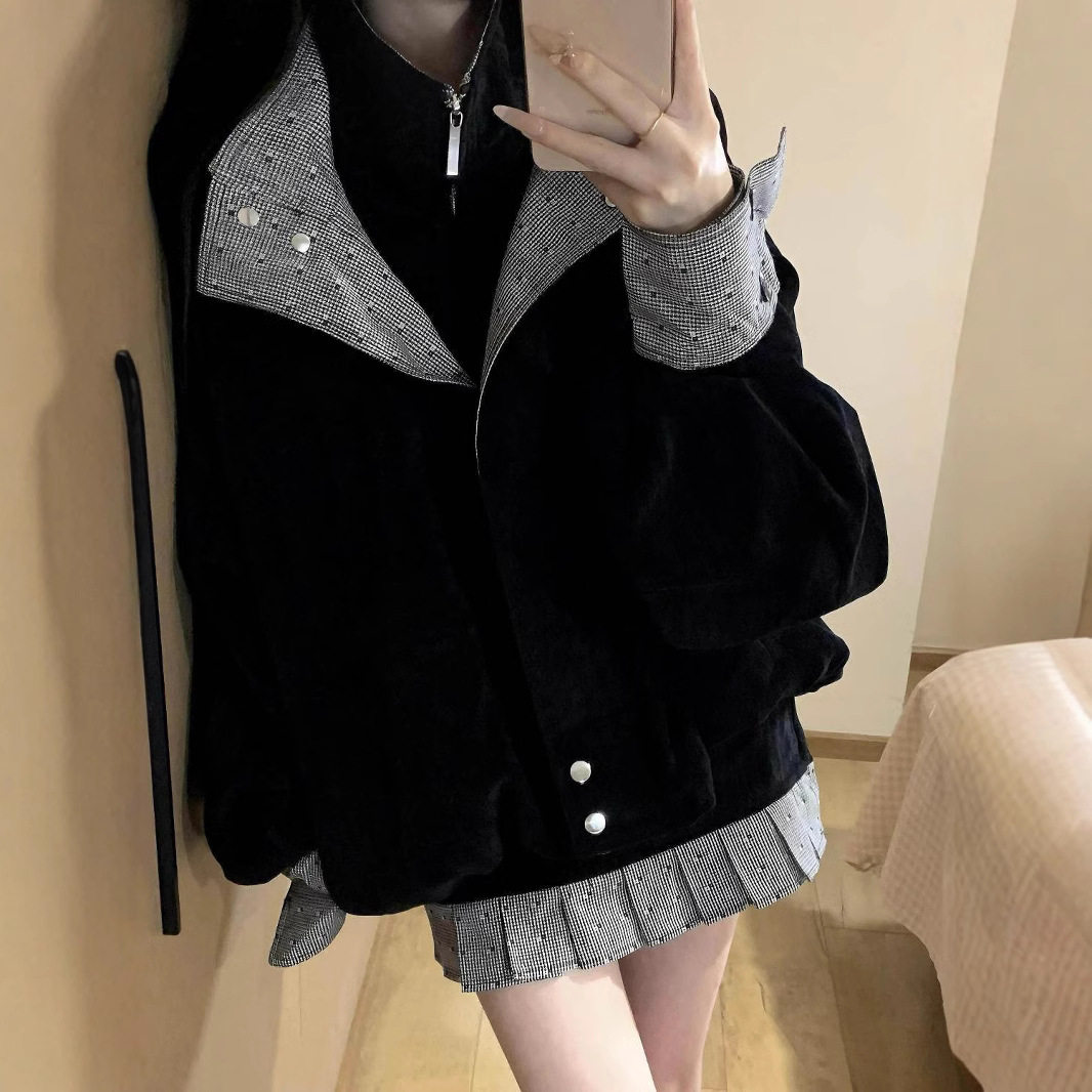 Womens Two Piece Set Spring Casual Jacket and Skirt Slim Fit Available in Black Wholesale Sizes S