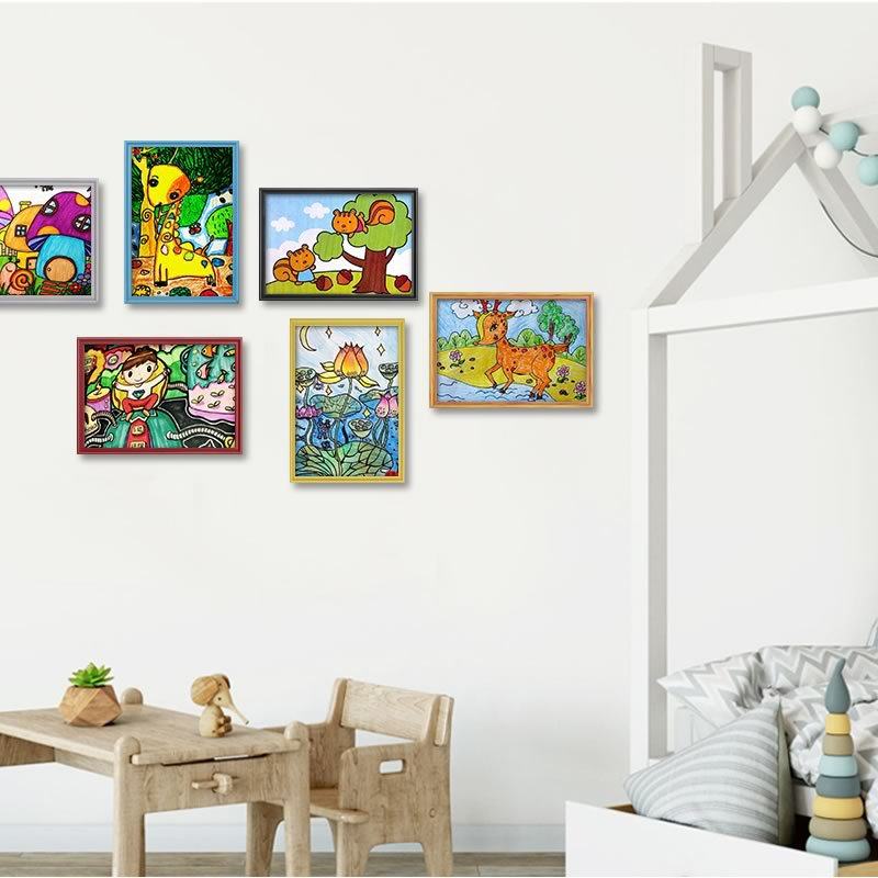 Children's Framed Picture Frame Wall Hanging Simple and Simple A3 Plastic A4 Framed 8K Small 4K Poster A5 Photo Frame 4 Open Table