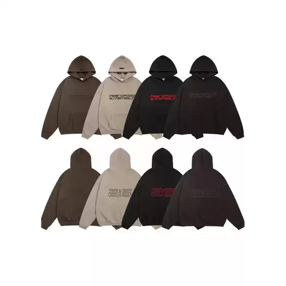 Cross-Border Fog Autumn and Winter Loose Casual Letter Print Unisex High Street Hooded Sweatshirt Basic Trendy Sweatshirt