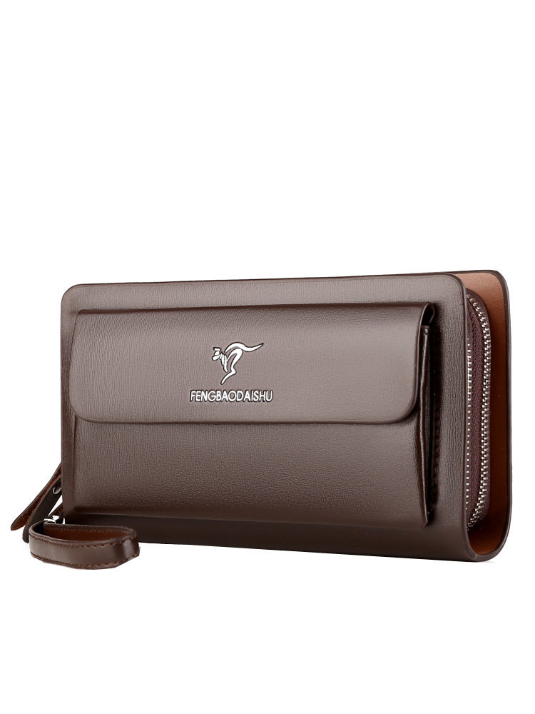 Men's Handbag Business Clutch Bag Men's Double Zipper Large Capacity Mobile Phone Bag Cross-border Foreign Trade Multi-card Clutch Bag