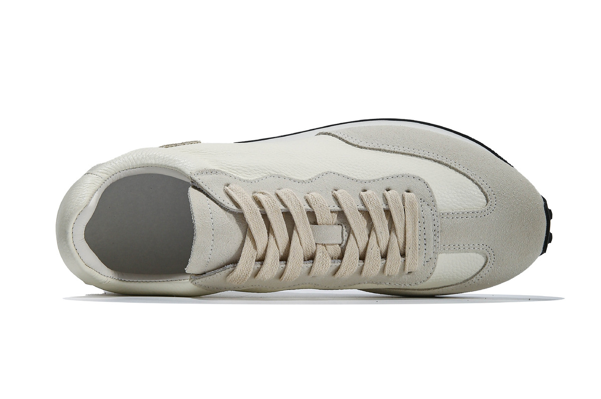 Giày sneaker nam da bò thật phối âu phong cách thể thao — Màu trắng