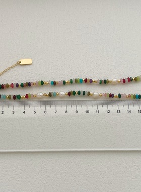 Rusizi天然石珍珠彩色琉璃多巴胺串珠项链女轻奢小众锁骨链颈链