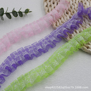 2.5cm Snow Gauze Lace Colorfulful Double-layer Pleated Confused Doll diy Clothing Decorative Toy Skirt Folded Lace