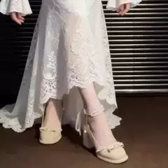 2026 Spring/Summer New French Fashion Chunky Heel Mary Jane Shoes for Women, Fairy Style Comfortable High Heels