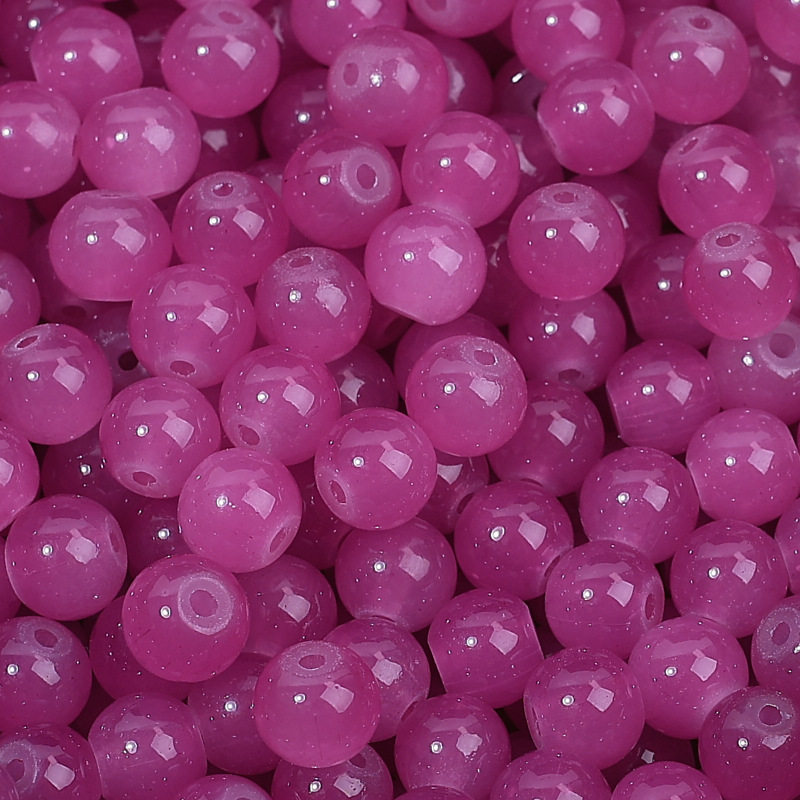 玻璃仿玉圆珠纯色散珠手工diy玉髓手链项链散珠子琉璃珠饰品配件