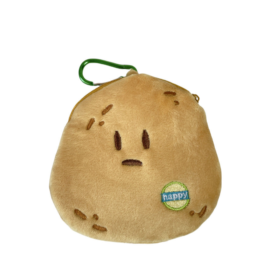 Cute Yellow Skin Potato Plush Coin Purse Simulated Potato Keychain Headphone Bag Coin Portable Storage Bag Wholesale