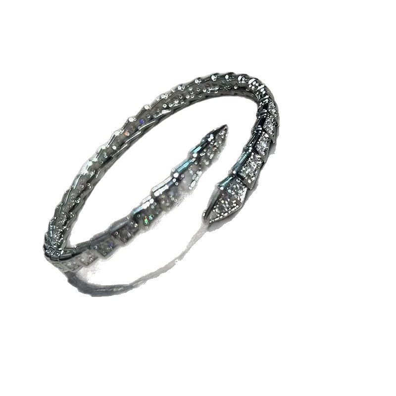 Cross-Border New Micro-Paved Zircon Snake Bracelet Light Luxury Full Diamond Snake Bone Ring Spring Opening Fashion Women's Ring Jewelry