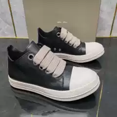New ro Genuine Leather Low-top Thick-soled Men's Shoes Thick Shoelaces Casual Height Increase All-match Women's Niche Lovers Fashion Trendy Shoes