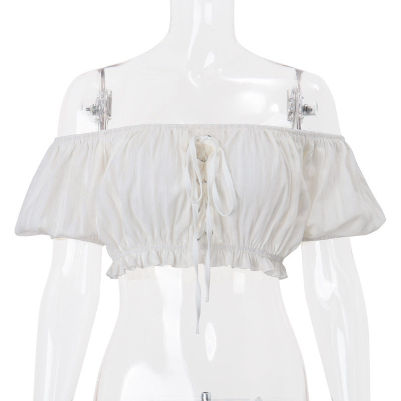 Off Shoulder Ruffled Top Sexy Sweet Puff Sleeve Spring Summer Fashion Wholesale Available OEM ODM service
