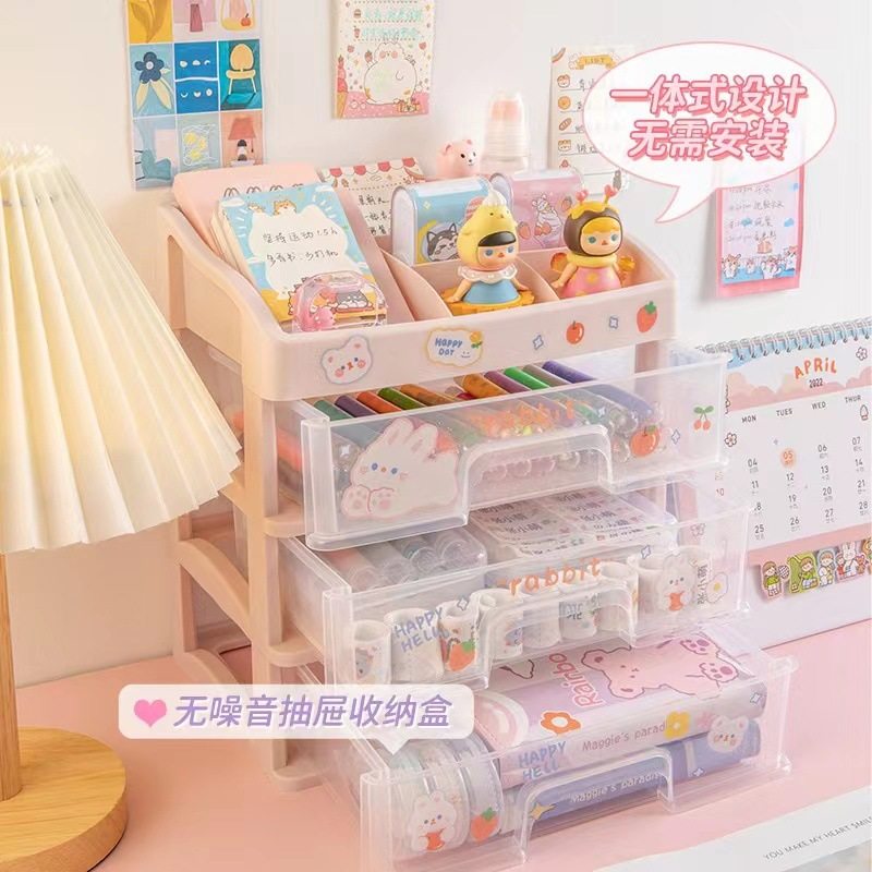 ins style plastic drawer-type desktop tape storage box student dustproof transparent skin care cosmetics storage rack
