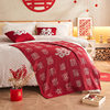 Chinese Style Classy Wedding Blanket Red Thickeneded Wedding Room Decoration Bedroom Bedside Towel Holiday Gift Blanket