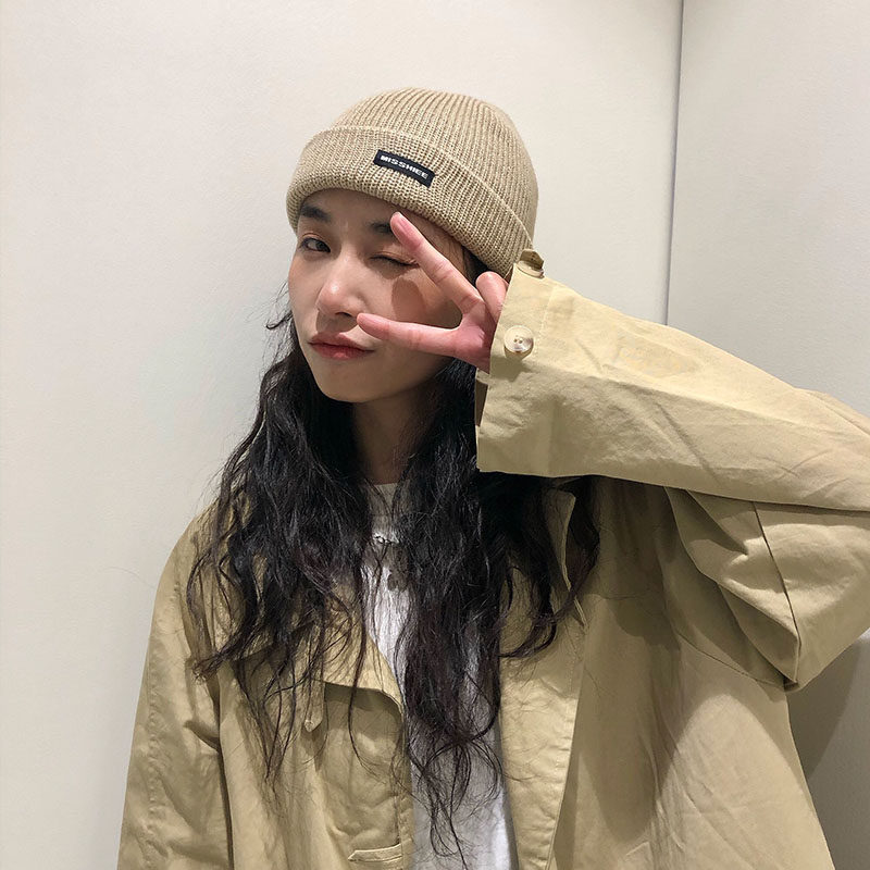 Hat women's autumn and winter warm knitted letter wool hat men's Korean-style hip hop non-Pilling landlord cold hat melon leather hat