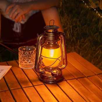 Outdoor Lantern Kerosene Lamp Tent Lamp Camping Lamp Hand Solar Lantern Rechargeable Ambiance Lamp Camping Lamp Retro