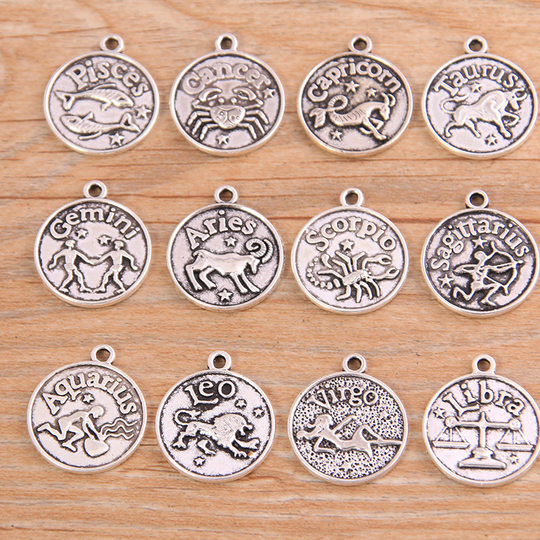 2 Color 2 Size DIY Retro Alloy Jewelry Accessories 12 Constellation Pendant Charm Pendant Bracelet Necklace Accessories