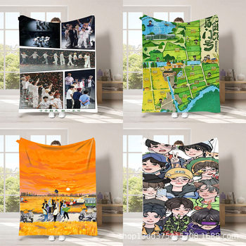 Digital Printed Winter Warm Flannel Blanket Office Thickened Velvet Nap Blanket Ten Days of Work Peripherals