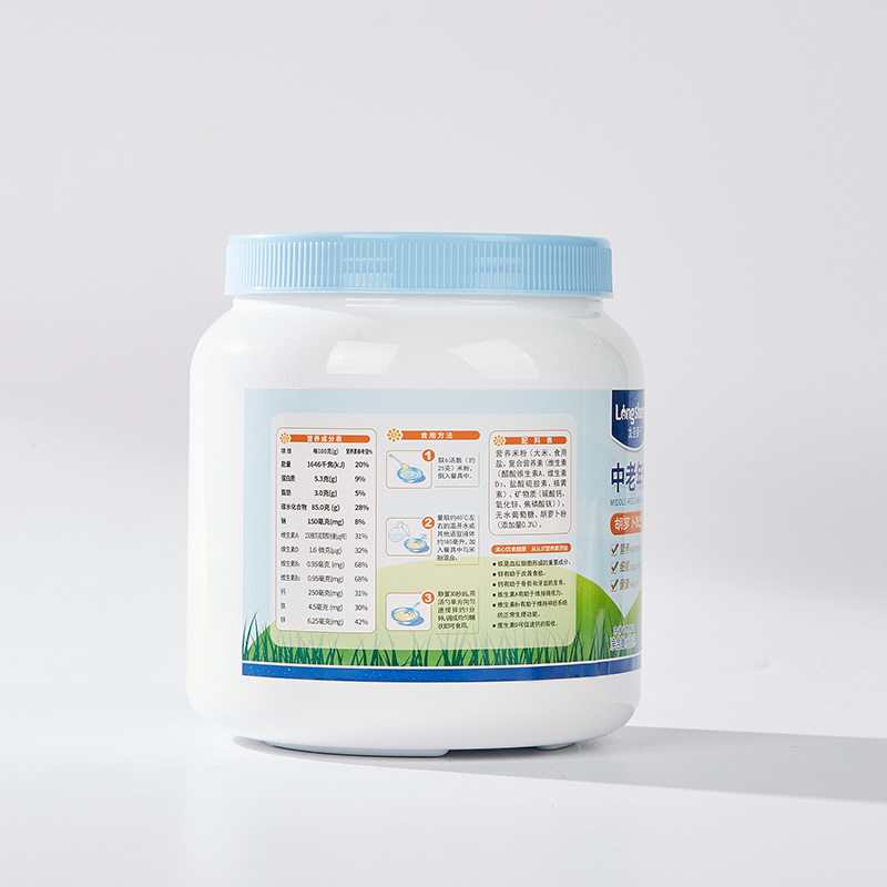 November 25Th Longbei Sugar-Free Nutritional Rice Powder for Middle-Aged and Elderly People with Carrot, Iron, Zinc, and Calcium Formula Flavor 600g Canned