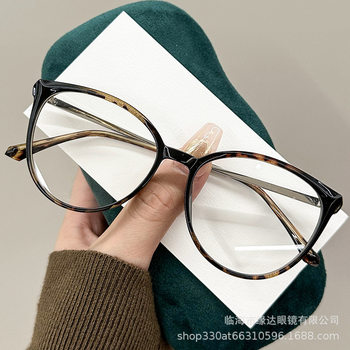 Ultra-light Retro Leopard Cat's Eye Glasses Frame Women's Myopia Can-match Square Round Face Plain Oval Hawksbill Eye Frame
