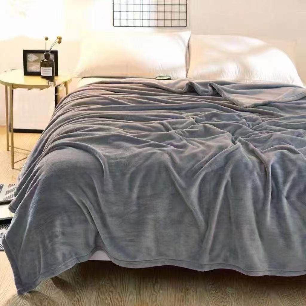 Home-Use Ins-Style Four-Season Double-Sided Flannel Couple's Casual Blanket, Class a Bed Sheet, Multi-Functional Air-Conditioning Quilt, Solid Color Factory