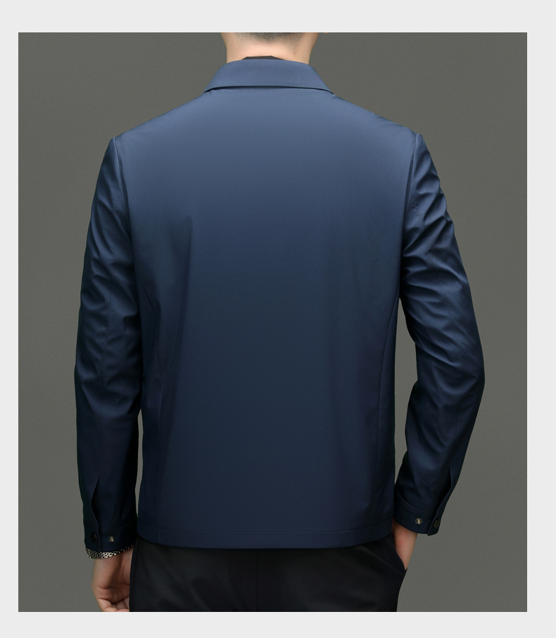 Áo khoác nam mỏng nhẹ cổ bẻ phong cách công sở — Màu đen, Xanh navy, Màu xanh lam, Kaki