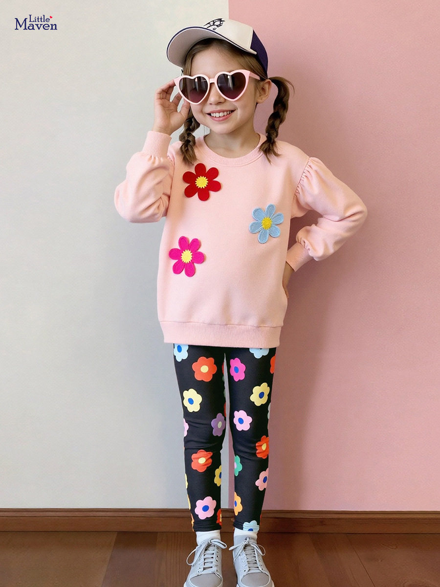 Pabrik langsung grosir set anak perempuan, set lengan panjang anak gaya musim gugur, set bayi perempuan lucu manis