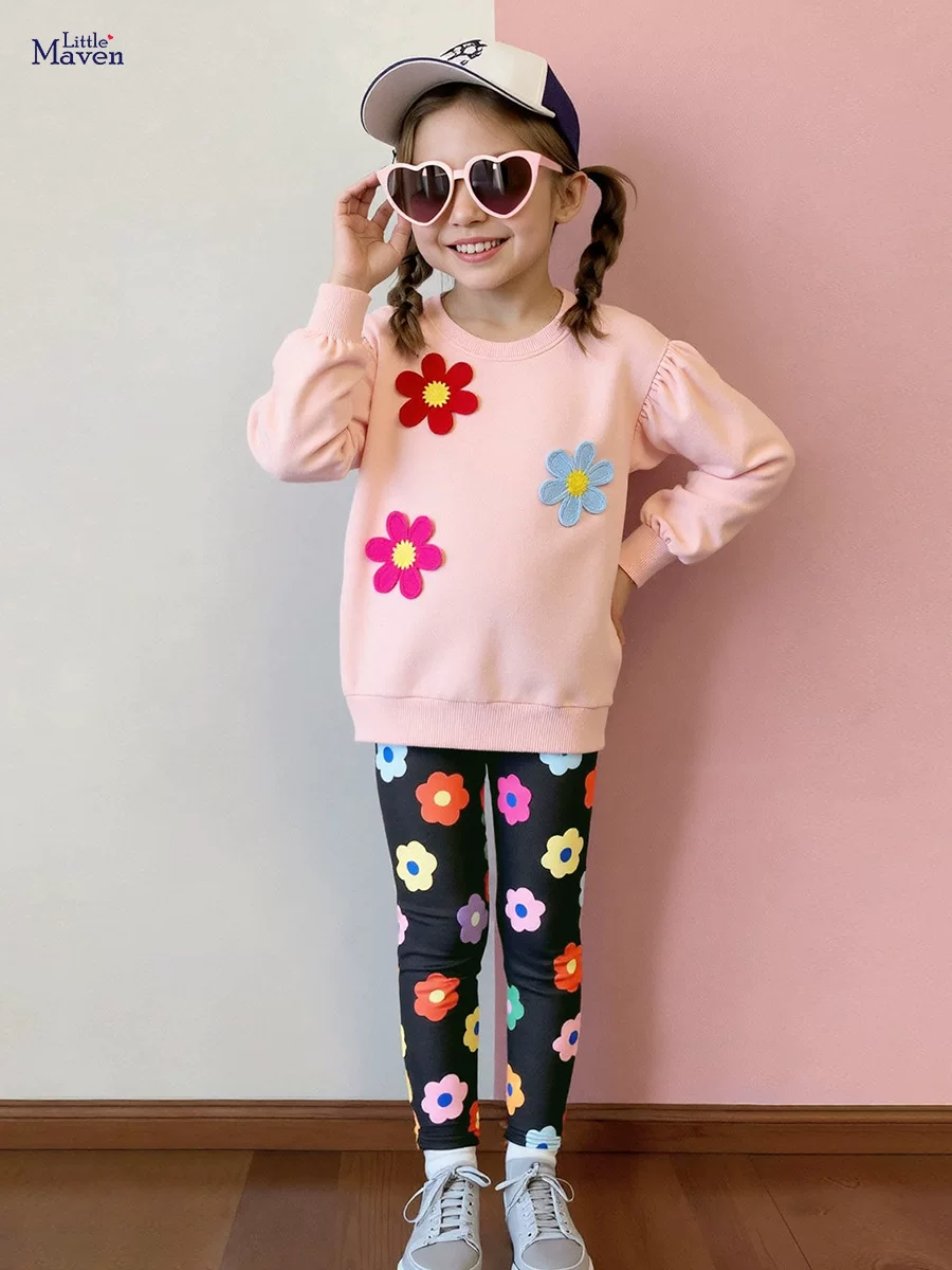 Pabrik langsung grosir set anak perempuan, set lengan panjang anak gaya musim gugur, set bayi perempuan lucu manis