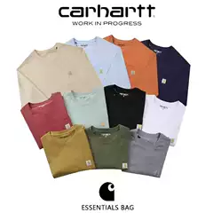 Cross-border ExporT Trendy Brand Classic Small Label Flap PockeT PanTs Long-sleeved T-shirT for Men and Women Loose Round Neck Couple VersaTile BoTToming ShirT