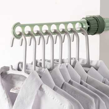 Window Snap-on clothes hanger household dormitory 8-hole drying rack portable travel clothes pole punch-free clothes hanger