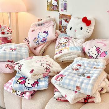 New Sanrio Multifunctional Lunch Break Blanket Dormitory Shawl Blanket Invisible Blanket Thickened Warm Lamb Velvet Blanket