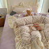 Korean Floral Lace Milk Velvet Four-Piece Winter Thickeneded Coral Velvet Quilt Cover Bed Sheets Flannel Three-Piece Set