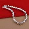 Factory Price Korean Fashion Jewelry White Copper Silver Plated Bracelet Wholesale Gloss Round Bead Bracelet Taobao Silver Plated Bracelet