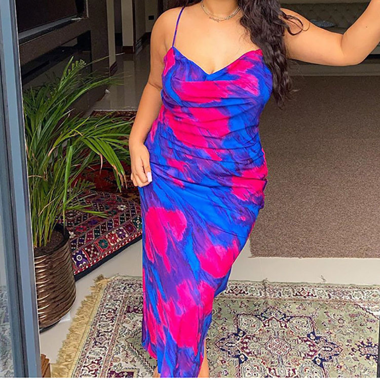 Summer Womens Dress Sexy Floral Print Ruffled Neckline Backless Midi Length Casual or Party Wear Wholesale