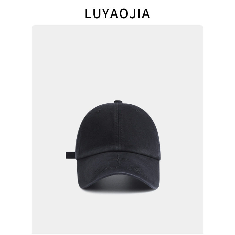 New Arrival South Korea Trendy Brand Embroidered Cap Women's Solid Color All-Match Street Fashion Couple's Retro Internet Celebrous Baseball Hat