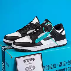 2024 Putian Men's Shoes Air Force One White Shoes Dunk Board Shoes Aj Low-top Students All-match Sports Black and White Panda