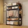 Clothes Rack for Bedroom Wardrobe, Coat Rack for Rental Apartment, Multi-Layer Floor-Standing Clothing Shelf, Universal Wardrobe, Thickened Home Storage