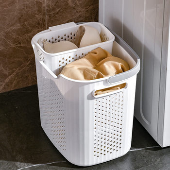 Household Portable Plastic Laundry Basket, Hollow High-End Storage Basket for Miscellaneous Items, Bathroom Portable Dirty Clothes Basket, Wholesale in Stock