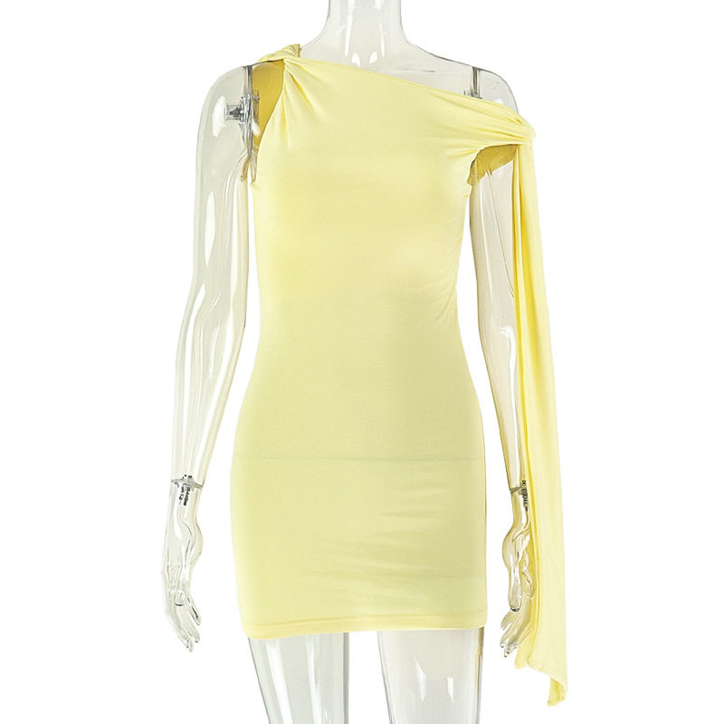 Fashionable Solid Color Ruched Bodycon Dress Off Shoulder Tie Detail Casual Style Perfect for Daily Wear OEM