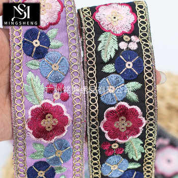 5CM new multi-color embroidery lace golden strand sequins embroidery ethnic lace accessories clothing accessories wholesale