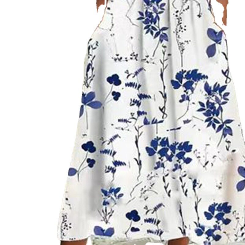 Womens Floral Print A Line Midi Dress Casual Summer Style Available in White Wholesale Sizes S to 3XL