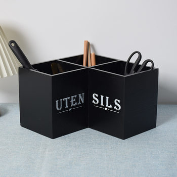 Wooden Kitchen Corner Tableware Storage Box Solid Wood Chopstick Box Household Countertop Spoon Chopstick Sorting Box