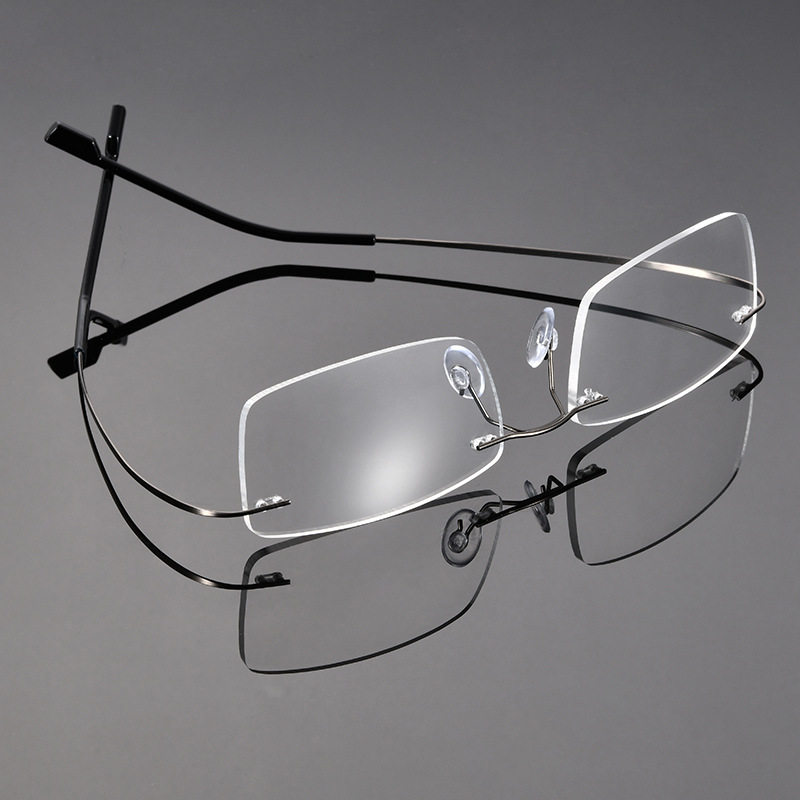 Manufacturer Wholesale Titanium Alloy Super Elastic Frameless Men's and Women's Metal Glasses Frames Business Ultra-Light Myopia Glasses Reading Glasses Frames