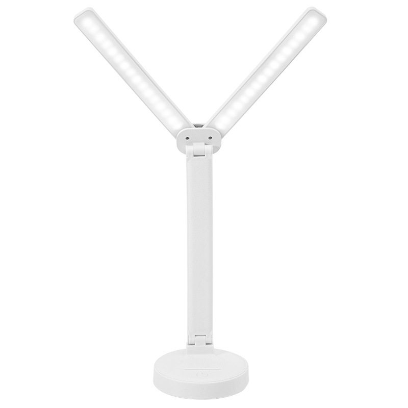 Dual-Head Rechargeable Touch Folding Eye-Protection Lamp for Dormitory Desktop, Bedside, Work, Study, and Reading, Foldable and Portable