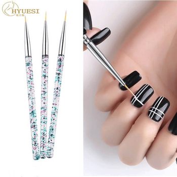 Cross-Border Manicure Line Pen Set of 3 Transparent Sequins Acrylic Pen Holder Line Drawing Pen Painting Pen Brushes
