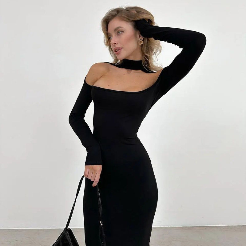 Hollow Out Halter Neck Bodycon Dress Elegant Sexy Slim Fit Chic Style Perfect for Parties and Evening Events